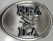 Vintage NRA ILA Belt Buckle National Rifle Association Metal Eagle Flag Gun USA