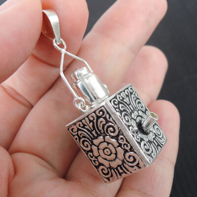 925 Sterling Silver Purple Cubic Zirconia Prayer Locket Ashes Box Pendant