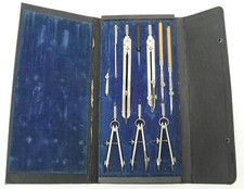 Vintage CHARVOS Drawing Instruments NO. 414 10 Piece with Snap Case Made in USA