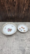 Antique C.S. Bavaria Porcelain Hand Painted Reticulated Round Dishes/Bowls 