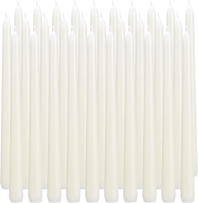 30 Pack Ivory Taper Candles, 10 Inch (H) Dripless, Unscented Dinner Candle, Smok