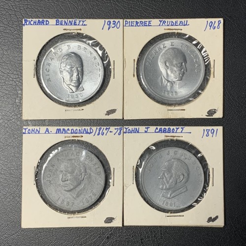 (4) Shell Oil Prime Ministers of Canada Advertising Tokens