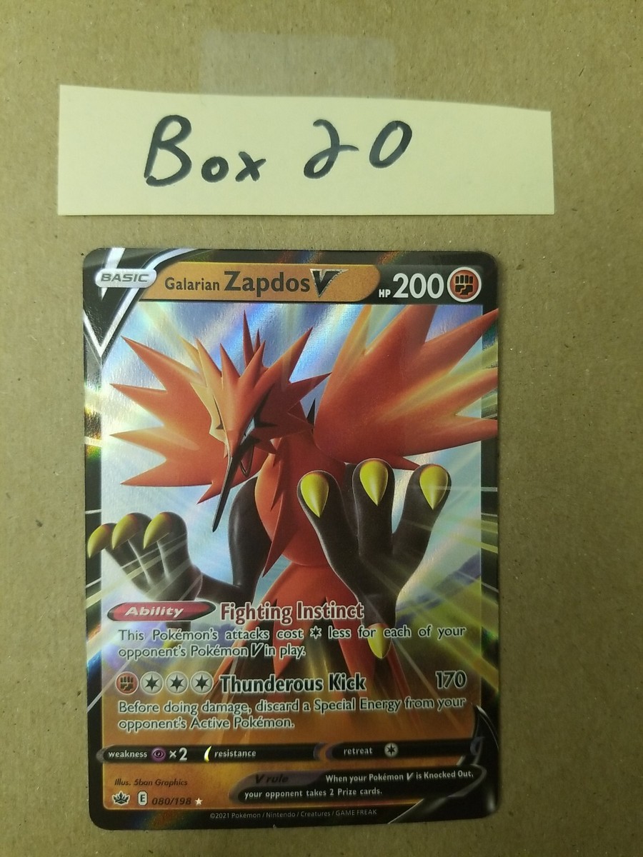 Pokemon TCG Galarian Zapdos V 80/198 Full Art Holo Rare - Chilling