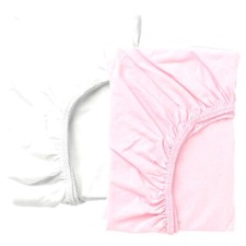 IKEA LEN Fitted sheet for cot, white/pink, 70x140 cm