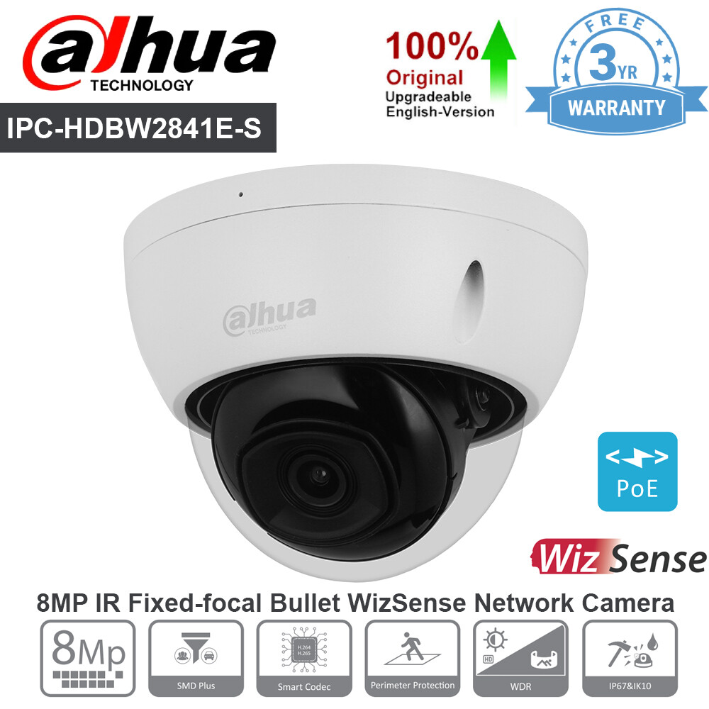 Dahua IPC-HDBW2841E-S 8MP SMD+ Dome WizSense IP Camera IR30m WDR IVS PoE MIC
