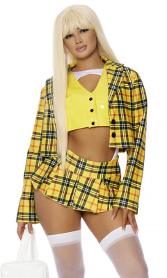 Sexy Forplay As If Yellow Plaid Schoolgirl Clueless Movie Costume 552906