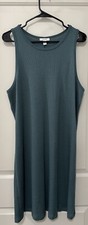Women’s Nine West Classic Sleeveless Ribbed Midi Tank Dress Green Sage - XXL