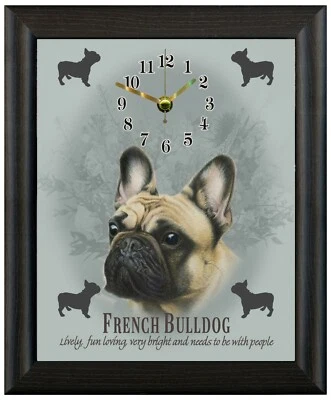 HAND MADE BLUEWATER DESIGNS French bulldog fawn gift christmas present xmas clock wall or freestanding