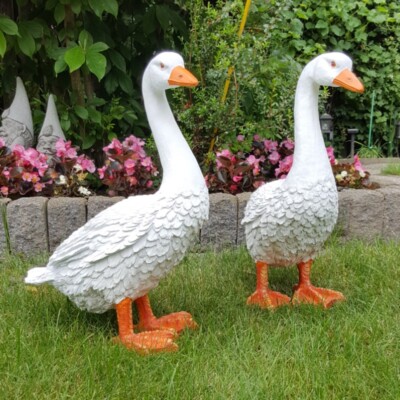 2er Set GANS Gänse Ente Deko Tier Figur links/rechts schauend Garten