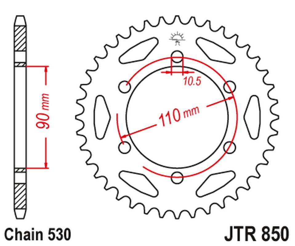 Pignon arrière JT 530 à 31 dents pour moto Yamaha XS 650 de 1975 à 1981