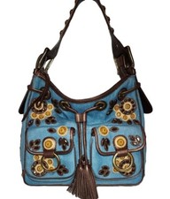 ISABELLA FIORE SET IN STONE STEPH HOBO JEWELED 3D APPLIQUE SHOULDER HANDBAG 395