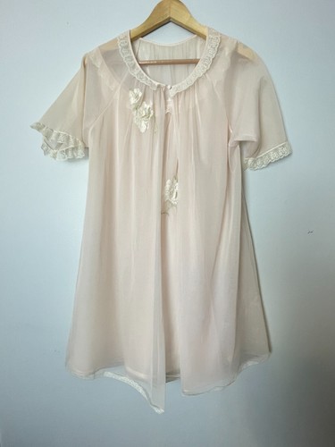Vintage 50's Vanity Fair Peignoir Set Babydoll Short Nightgown/Robe Double Nylon - Picture 14 of 19