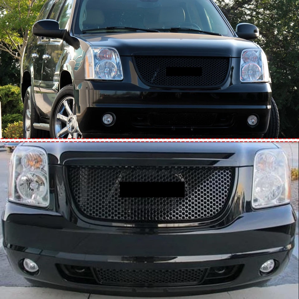 ABS For 07-14 GMC Yukon Denali Front Grille Upper Hood Panel Molding Trim Black Foto 3 de 4