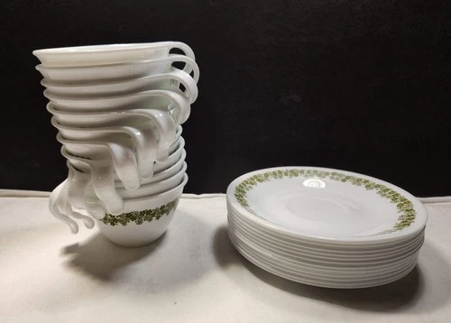 Vintage Corelle Crazy Daisy Spring Blossom Hook Handle Coffee Cups & Saucers USA