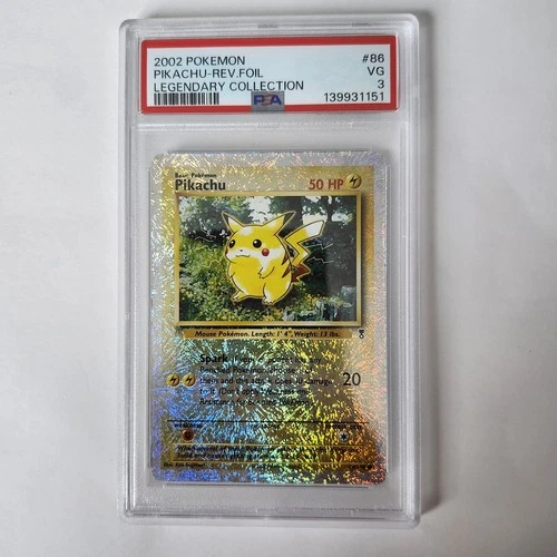 Pokemon Pikachu Reverse Holo Card 86/110 Legendary Collection PSA 3 VG-EX 2002