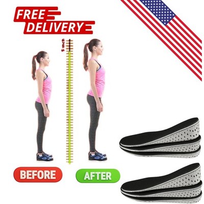 Men Women Invisible Height Increase Insoles Heel Lift Taller Shoe Inserts Pad US