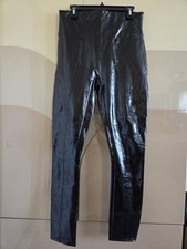 Women  s Black Faux Leather High Waist Skinny Pants Petite S/P Shiny
