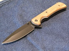 Black Pocket Knife Wood Handle Spring Assist Modern Elk Ridge Sharp New Design