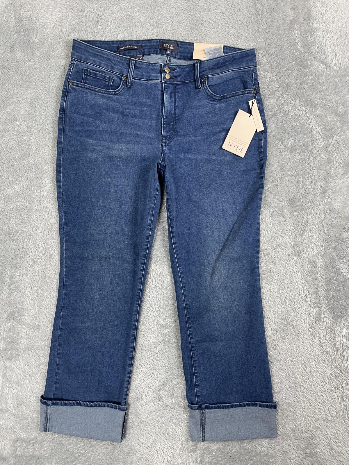 Womens 12p Blue Lift Tuck Denim Cuffed Ankle