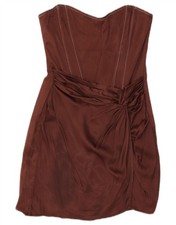 Zara Womens Strapless Dress UK 12 Medium Brown Viscose ES14