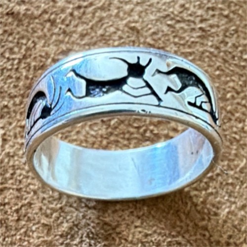 Kokopelli Sterling Silver 925 Band Ring Native size 8.  