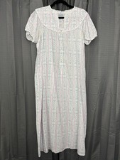 Lanz Of Salzburg Nightgown Womens S White Floral Stripe Cottage Prairie Classic