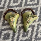 Roseville Art Pottery Apple Blossom 2 Wall Pockets 366-8 Vintage MCM Green