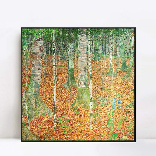 INVIN ART Framed Canvas Giclee Print Art The Birch 24"x24", Black Slim Frame