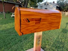 Custom Airbrushed Wood Look Mailbox , All Metal, Automotive Clear Coat.