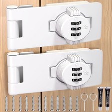 Bifold Door Lock 2 Pack White Sliding Closet 3-Digit Password Combo Latch