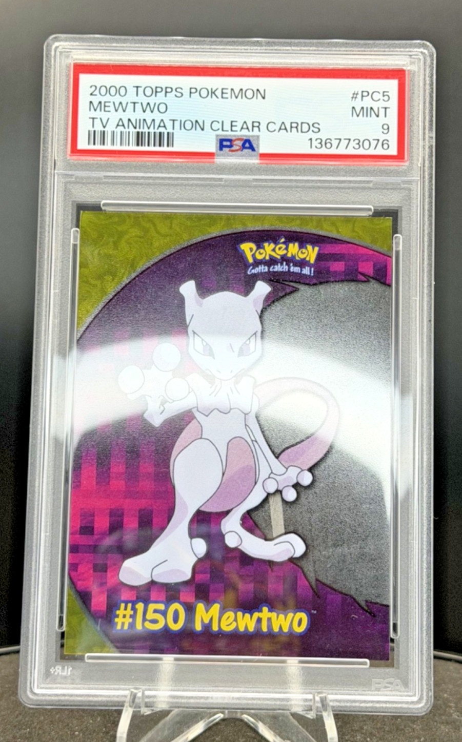 2000 Topps Pokemon #150 MEWTWO PC5 TV Animation Clear Card Acetate