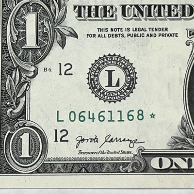 #ad US $1 Dollar Bill Star Note Double Odometer Serial # Error ? L06461168* 2017 A $35.00