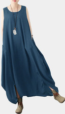 ZANZEA Irregular Baggy Jumpsuit Sleeveless Back Zip Casual Size 22 Uk BNWT Blue