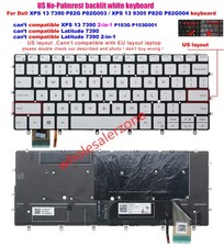 New for Dell XPS 13 7390 P82G P82G003,XPS 13 9305 P82G Keyboard US Backlit white