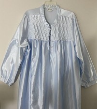 Character Vintage Nightgown Brushed Satin Cuddle Skin Baby Blue Pearl Buttons 2X