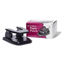 022 2-Hole Paper Punch, 2.75" Centers, 30 Sheet Capacity, Black, Office
