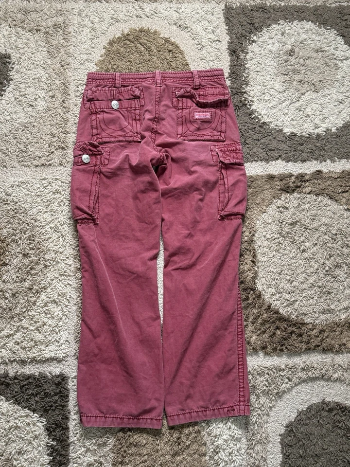 True Religion Cargo Pants Men’s 31 Red Utility Streetwear Jeans Y2K Rare - Image 3 of 4