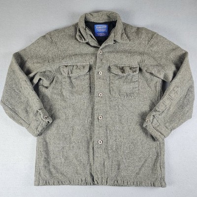 Vintage Pendleton Board Shirt Mens Medium Gray Long Sleeve Button Up Loop Collar