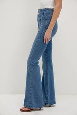 Free People We The Free Jayde Flare Jeans Denim Blue Size 31 High Rise 70s Style