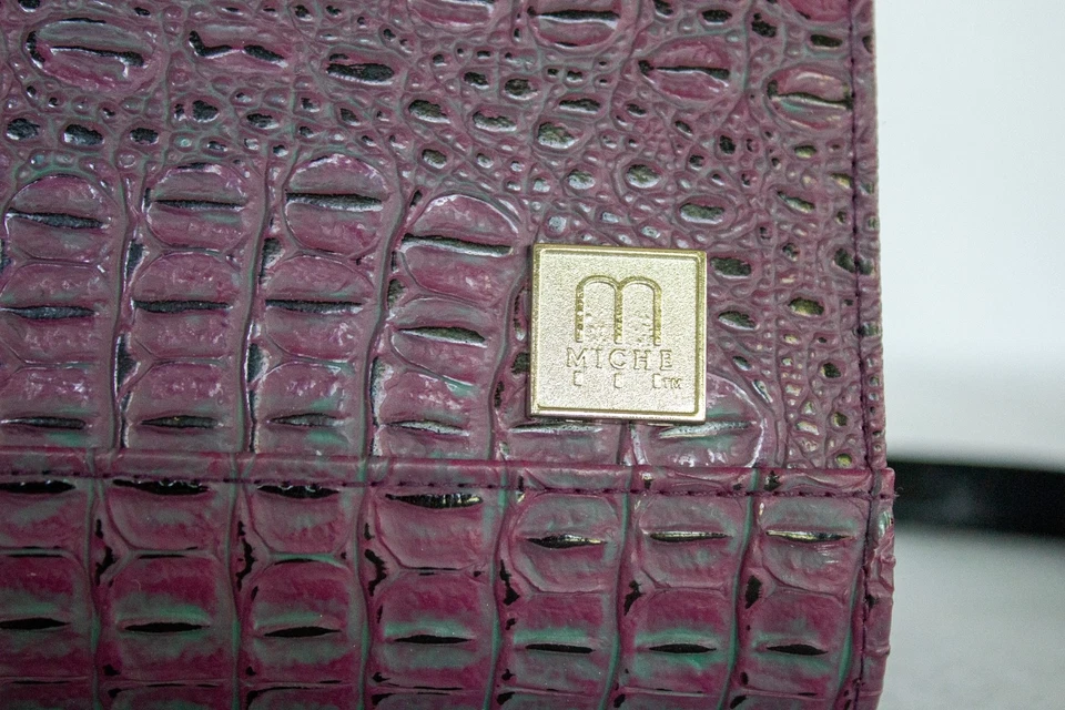 Miche, фиолетовый животных, текстурированный сумочки, коричневый внутри, 11,5 x 7, с плечевым ремнем - Изображение 4 из 4