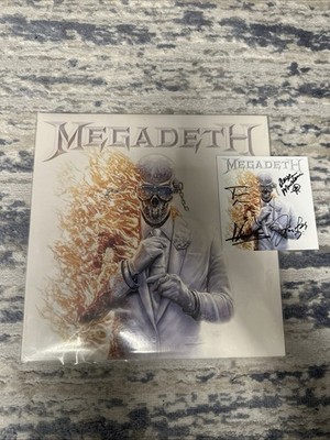 Megadeth White Orange Corona Blaze Vinyl Signed Insert Dave Mustaine & band