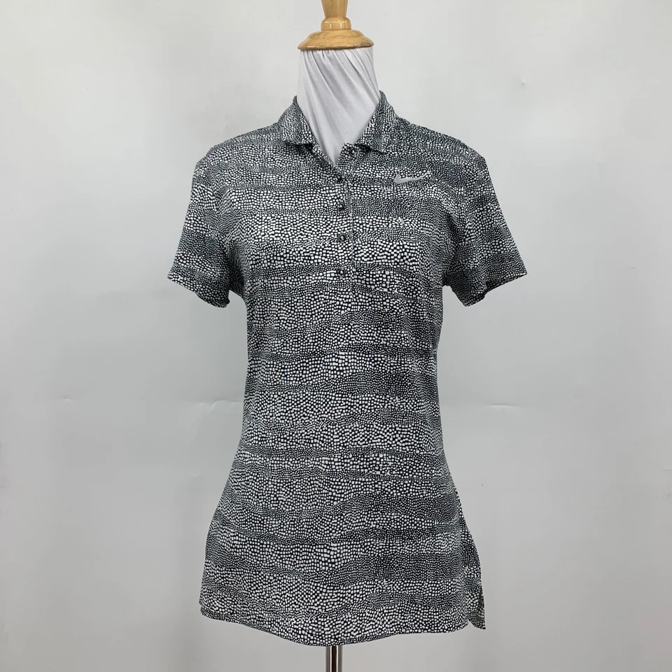 Camisa de Golf Nike Mujer S Pequeña Multi Punto Raya Dri Fit Polo Manga Corta *LOGOTIPO Foto 2 de 4