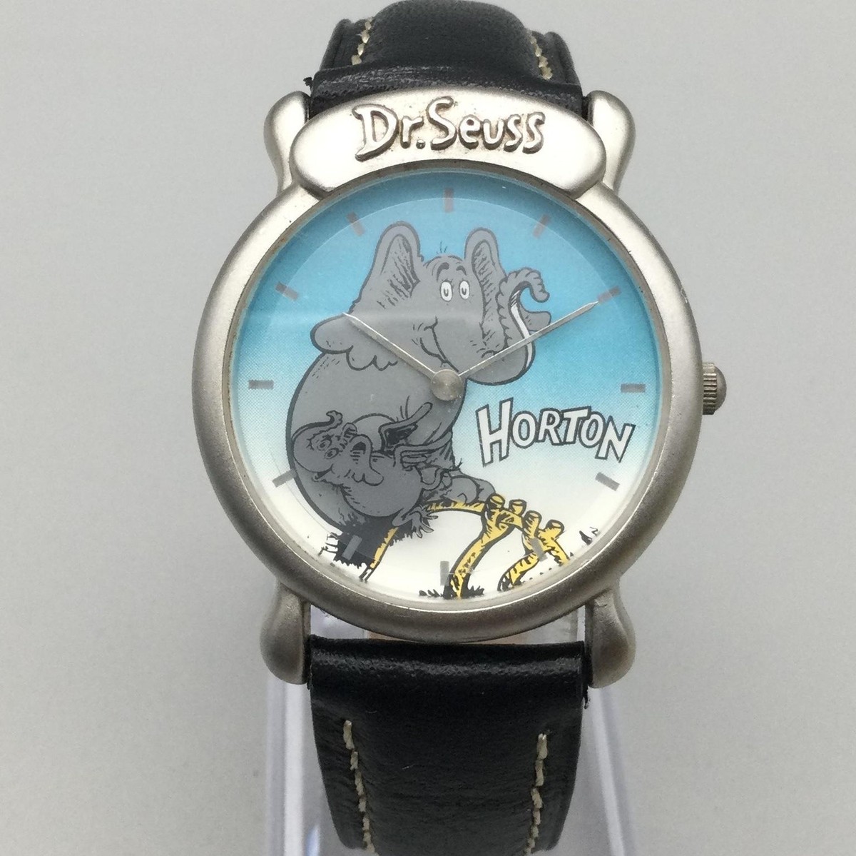 Vintage Dr. Seuss Boys Watch 33mm Horton Blue Dial Black 