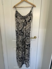 Portmans Maxi Dress Black White Floral Print Stretch Back Summer. Size 12