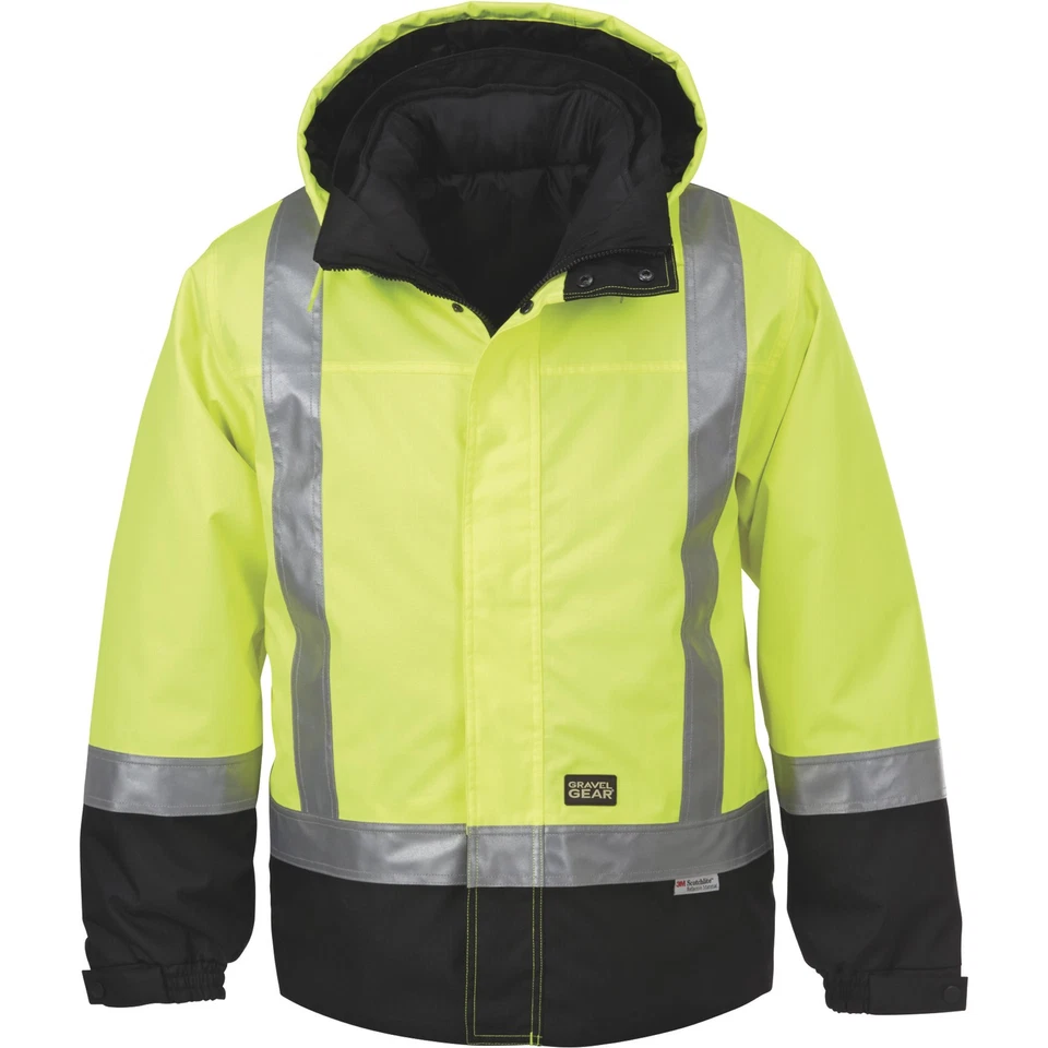 Gravel Gear Men's Class 3 High Visibility 4-in-1 Parka, Lime/Black, 2XL - Image 2 of 4