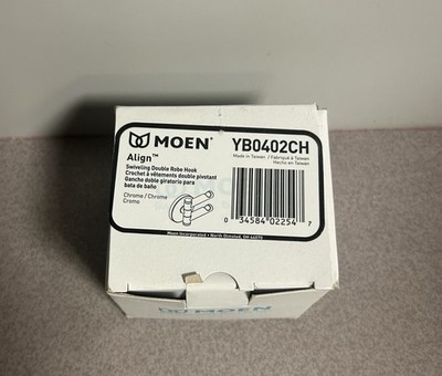Moen YB0402CH Align Swiveling Double Robe Hook Bathroom Hardware Chrome NEW