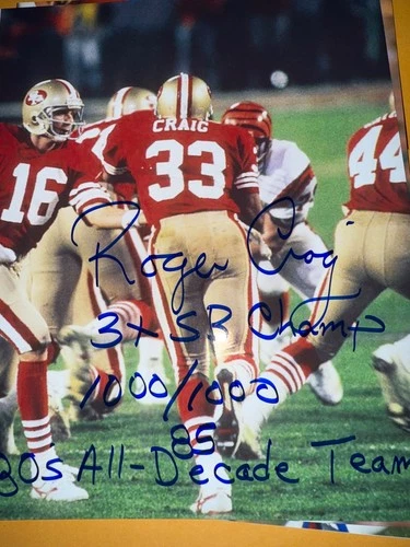 ROGER CRAIG HOF signed SAN FRANCISCO 49ers 8x10 photo SUPER BOWL NEBRASKA 5