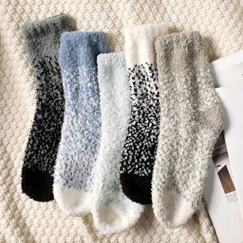 Fuzzy Socks for Women - Fluffy Cozy Socks, Warm Slipper Socks Star - 5 Pairs - Bild 2 von 7