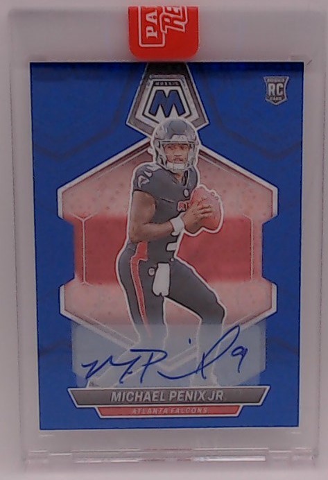 2024 Panini Mosaic Rookie Autographs Michael Penix Jr. #308 No Huddle Blue Disco
