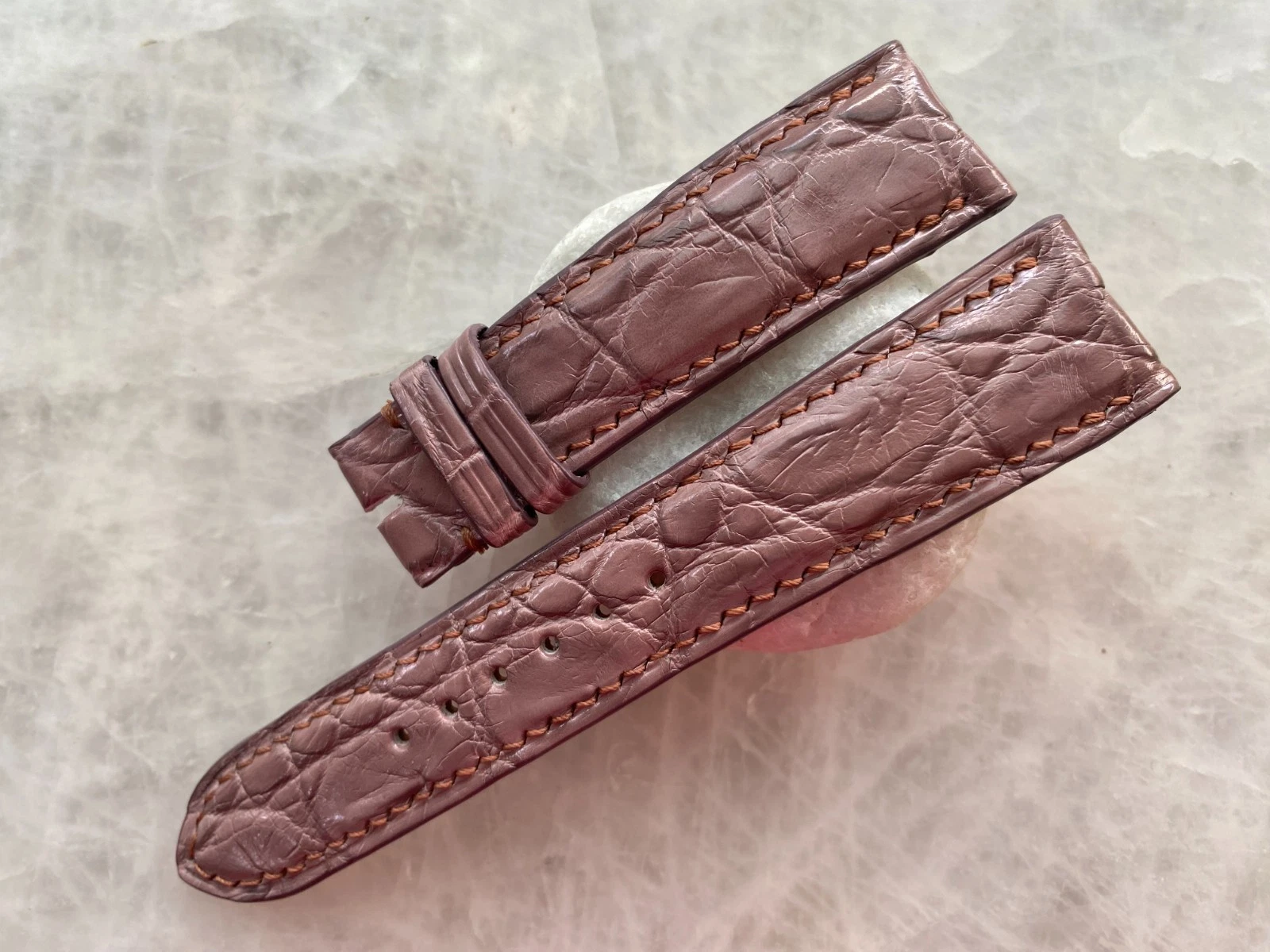 21mm/18mm Purple Alligator Crocodile Print Leather Watch Strap Band